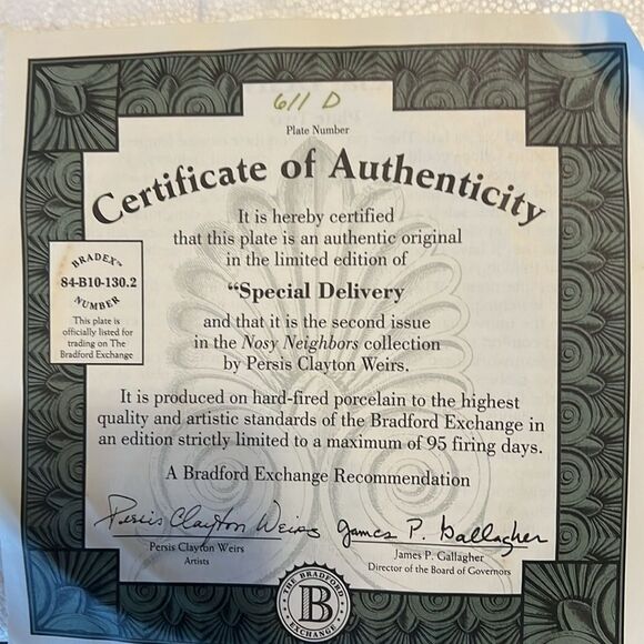 Special Delivery Nosy Neighbors Collection plate Bradford Exchange - Picture 3 of 6